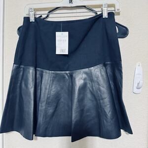 NWT HINGE Black Leather Skirt XS Skater Mini Nordstrom goth rocker grunge edgy